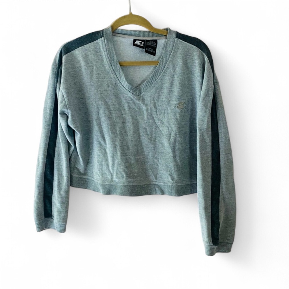 STARTER CROP GRAY LONG SLEEVE SWEATSHIRT ACTIVEWEAR ATHLEISURE GYM  SIZE SMALL